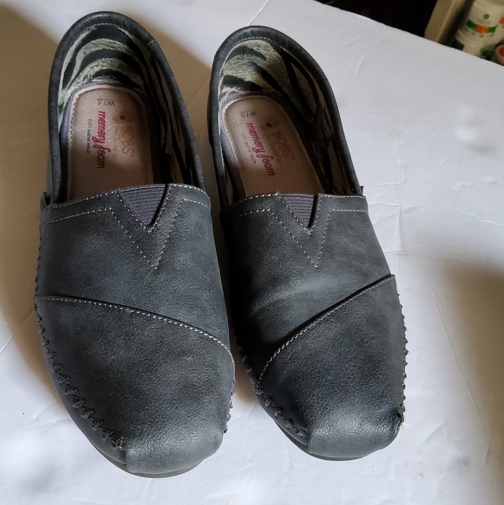 BOBS from Skechers Charcoal Slip-On Loafers (Memory Foam Insoles)